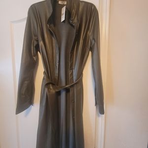 Faux leather dress coat